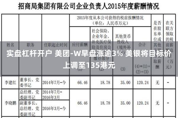 实盘杠杆开户 美团-W早盘涨逾3% 美银将目标价上调至135港元