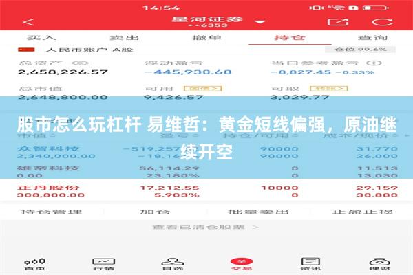 股市怎么玩杠杆 易维哲：黄金短线偏强，原油继续开空